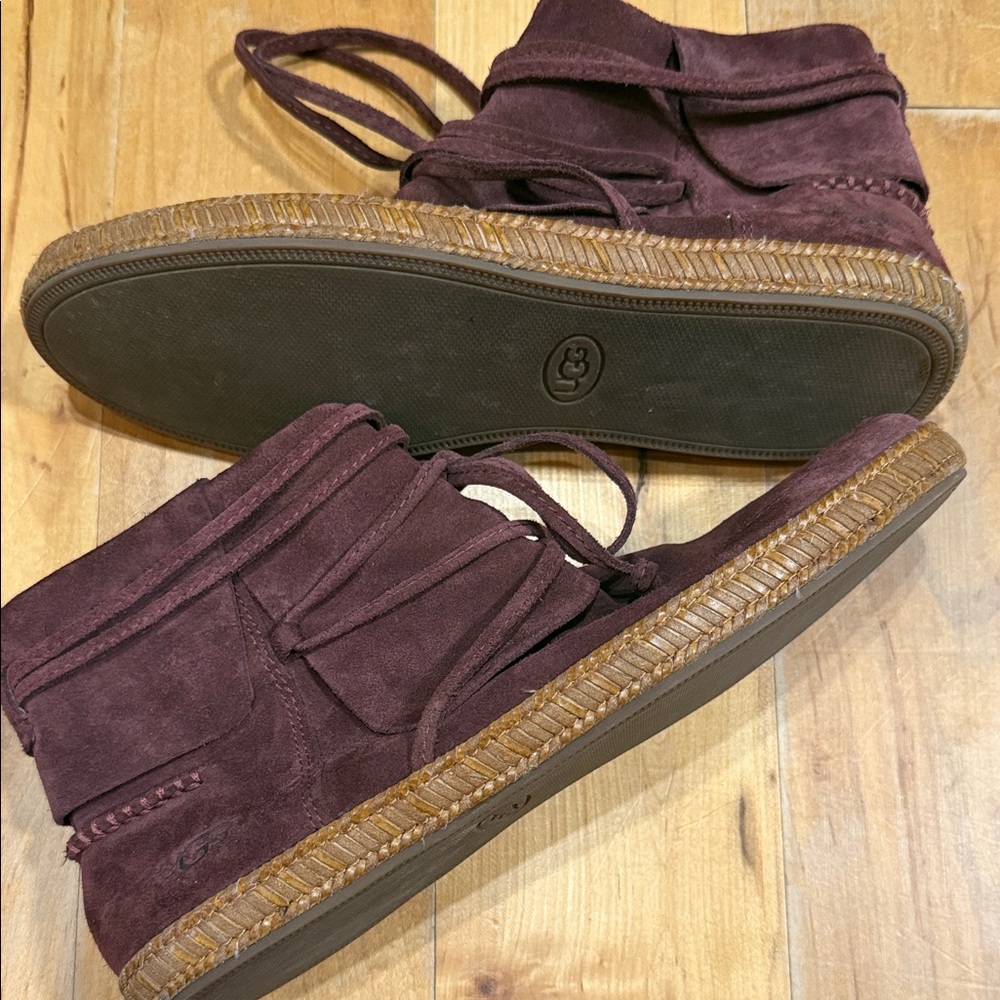 UGG 7.5 Burgundy Suede Ankle Boots